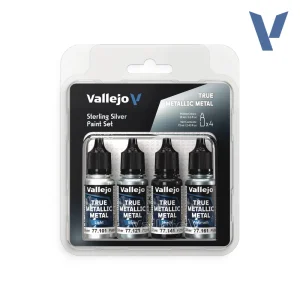 Vallejo True Metallic Metal Sterling Silver Set 4x18ml