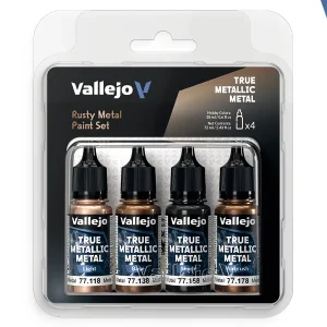 Vallejo TMM Rusty Metal Paint Set, 4 x 18 ml True Metallic Metal Paint Set Vallejo
